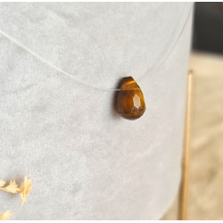 Collier Œil de Tigre Femme – Goutte Facettée & Argent 925 | Création Cannes