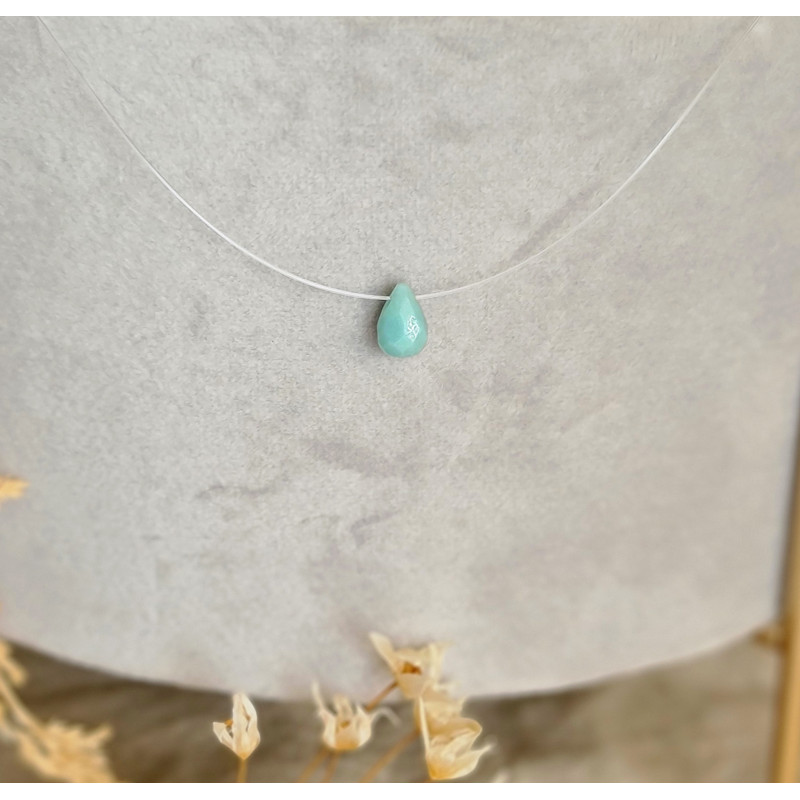 Collier Amazonite Femme – Goutte Facettée & Argent 925 | Création Cannes