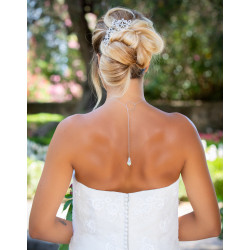 Collier de Dos Mariage Femme – Cristaux Swarovski & Chaîne Fine | Création Cannes