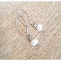 Boucles d’Oreilles Argent 925 & Perles d’Eau Douce – Mariage | Création Cannes