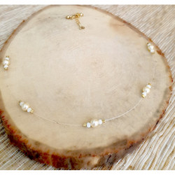 Collier Mariée Fil Invisible & Perles – Modèle Natalia | Création Cannes