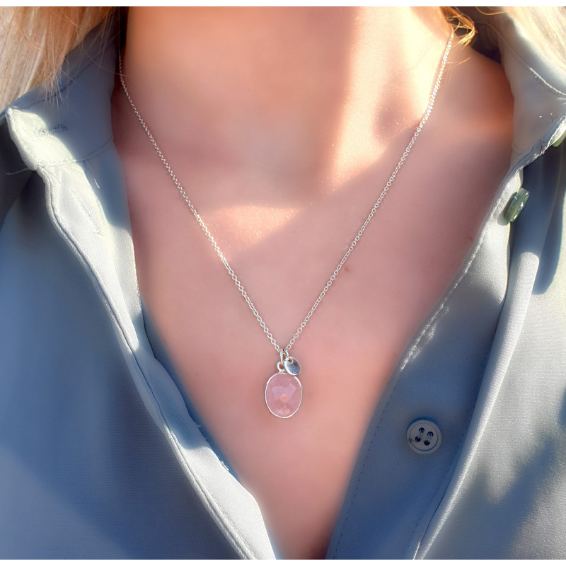Collier Quartz Rose Femme – Argent 925 & Douceur | Création Cannes