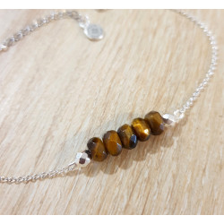 Bracelet Œil de Tigre Femme – Perles Facettées & Argent 925 | Création Cannes
