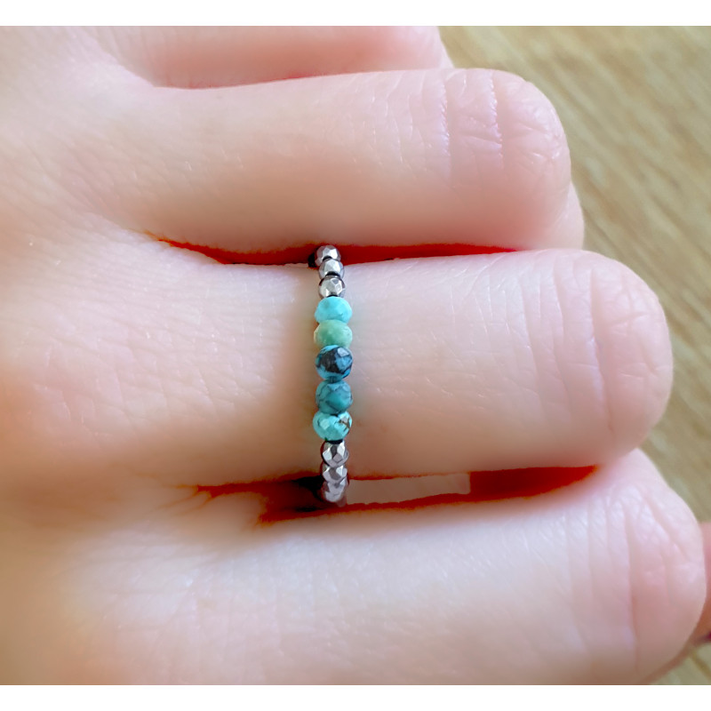 Bague Turquoise Femme – Hématite Facettée & Harmonie | Création Cannes