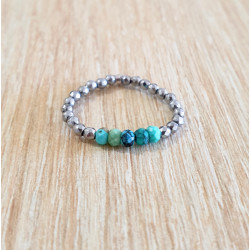 Bague Turquoise Femme – Hématite Facettée & Harmonie | Création Cannes