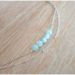 Bracelet Angélite Femme – Double Chaîne Argent 925 & Sérénité | Création Cannes