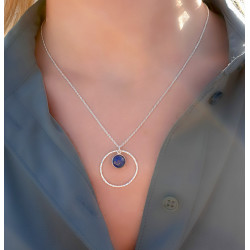 Collier Lapis-Lazuli Femme – Anneau Martelé Argent 925 | Création Cannes