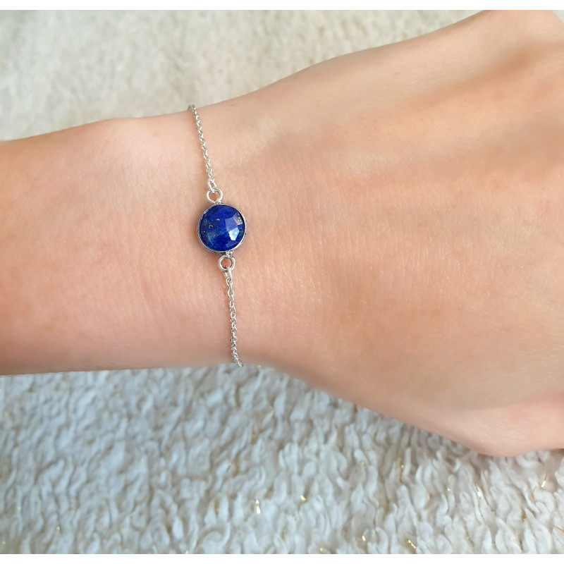 Bracelet Lapis-Lazuli Femme – Chaîne Fine Argent 925 | Création Cannes