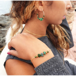 Bracelet Jade Africain Femme – Doré à l’Or Fin & Hématite | Création Cannes