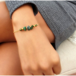 Bracelet Jade Africain Femme – Doré à l’Or Fin & Hématite | Création Cannes