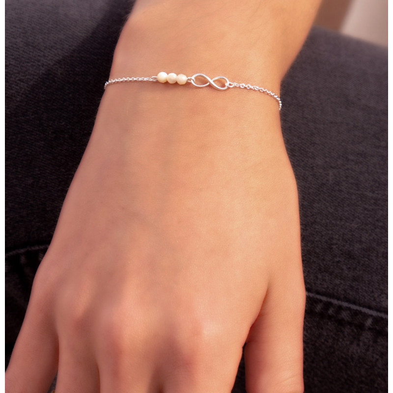 Bracelet Infini Femme – Nacre & Argent 925 | Création Cannes