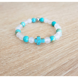 Bracelet enfant Croix  – Agate & acier inoxydable