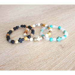 Bracelet enfant Croix  – Agate & acier inoxydable
