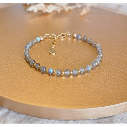 Bracelet Labradorite Femme – Argent 925 ou Plaqué Or | Création Cannes