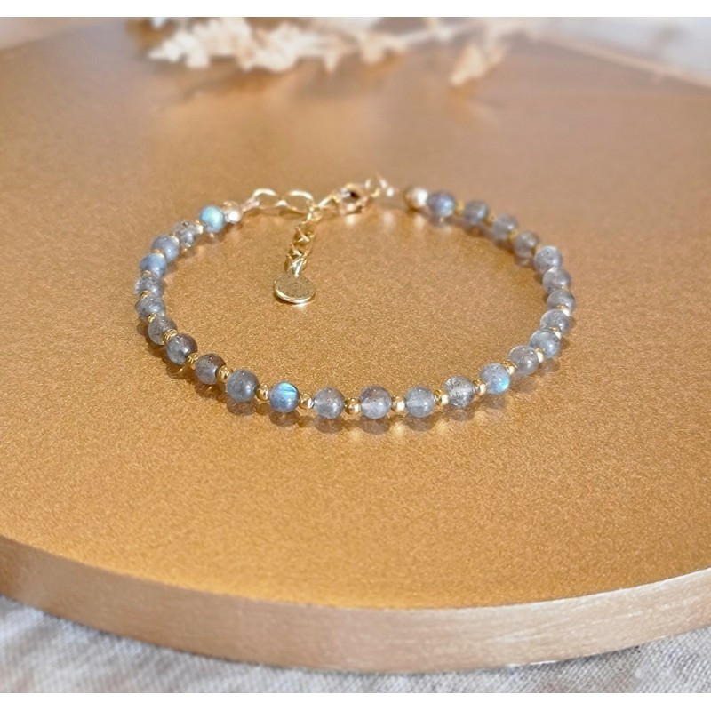 Bracelet Labradorite Femme – Argent 925 ou Plaqué Or | Création Cannes