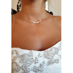 Collier Mariée Fil Invisible & Perles – Argent 925 | Création Cannes