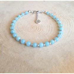 Bracelet Amazonite Femme – Perles Argent & Équilibre | Création Cannes