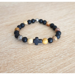 Bracelet enfant Croix  – Agate & acier inoxydable