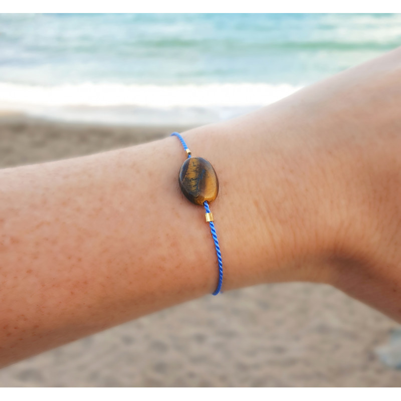 Bracelet Œil de Tigre Femme – Fil de Soie Réglable & Protection | Création Cannes