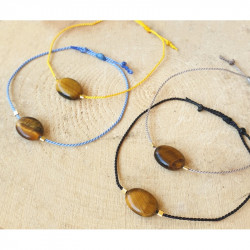 Bracelet Œil de Tigre Femme – Fil de Soie Réglable & Protection | Création Cannes