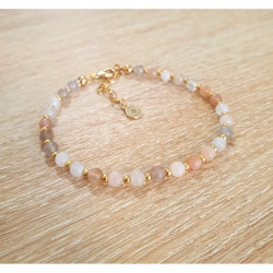 Bracelet Pierre de Lune Femme – Perles Dorées & Intuition | Création Cannes