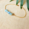 Bracelet Larimar Femme – Chaîne Dorée à l’Or Fin & Pierre des Caraïbes | Création Cannes