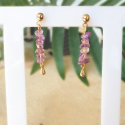 Boucles d’Oreilles Améthyste Femme – Doré à l’Or Fin & Énergie Apaisante | Création Cannes