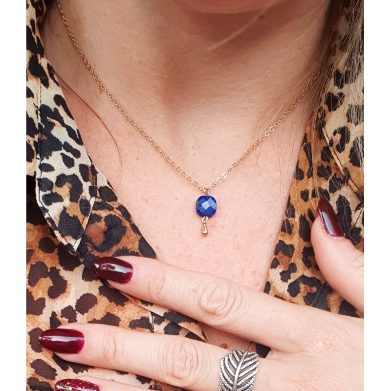 Collier Lapis-Lazuli Femme – Doré à l’Or Fin | Création Cannes