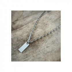 Collier homme plaque acier inoxydable – Style masculin