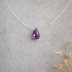 Collier Améthyste Femme – Fil Invisible & Argent 925 | Création Cannes