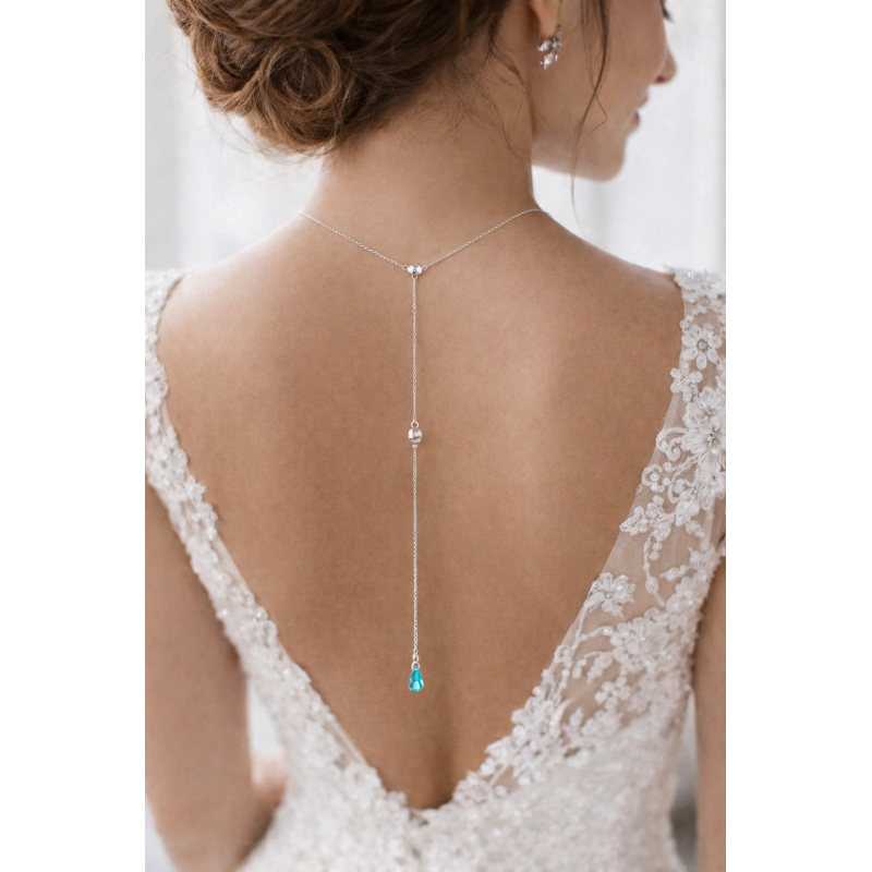 Collier Dos Perle de Murano & Cristal – Bijou Mariage | Côte d’Azur
