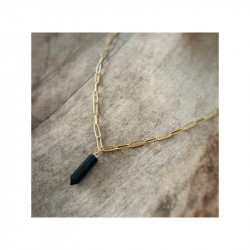 Collier homme onyx & acier inoxydable – Force & protection