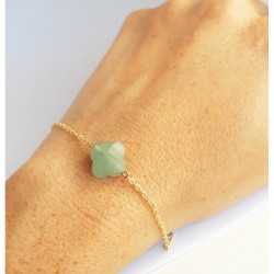 Bracelet Aventurine Femme – Trèfle Doré & Énergie Harmonique | Création Cannes