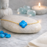 Bracelet Turquoise Femme – Trèfle Doré & Énergie Apaisante | Création Cannes
