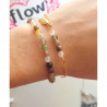 Bracelet Tourmaline Multicolore Femme – Feuille Dorée & Protection | Création Cannes