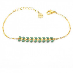 Bracelet Épi Vert Femme – Acier Inoxydable Doré & Élégance Nature | Création Cannes