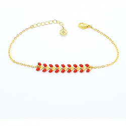 Bracelet Épi Rouge Femme – Acier Inoxydable Doré & Style Élégant | Création Cannes