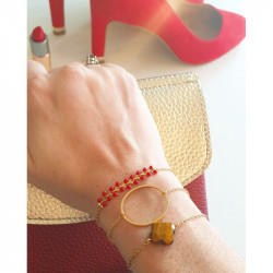 Bracelet Épi Rouge Femme – Acier Inoxydable Doré & Style Élégant | Création Cannes