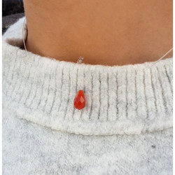 Collier Agate Rouge Femme – Fil Invisible & Argent 925 | Création Cannes