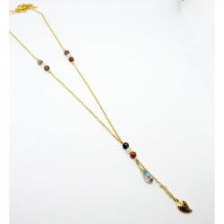 Collier Tourmaline & Quartz Rose Femme – Swarovski & Doré à l’Or Fin | Création Cannes