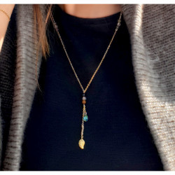 Collier Tourmaline & Quartz Rose Femme – Swarovski & Doré à l’Or Fin | Création Cannes