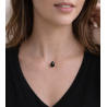 Collier Agate Noire Femme – Fil Invisible & Argent 925 | Création Cannes