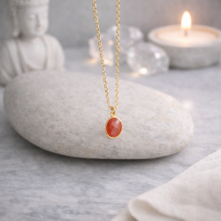 Collier Cornaline Femme – Chaîne Acier Inoxydable Doré & Énergie Dynamique | Création Cannes