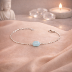 Bracelet Aigue-Marine Femme – Argent 925 & Pierre Naturelle | Création Cannes