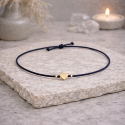 Bracelet Cœur Doré Femme – Cordon Nylon Réglable | Création Cannes