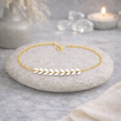 Bracelet Épi Blanc Femme – Acier Inoxydable Doré & Élégance Pure | Création Cannes