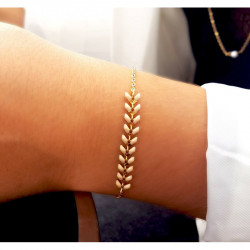 Bracelet Épi Beige Femme – Acier Inoxydable Doré & Élégance Nature | Création Cannes