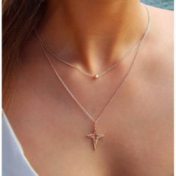 Collier Étoile Polaire Femme – Doré à l’Or Rose Fin | Création Cannes