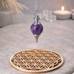 Pendule Améthyste & Métal – Radiesthésie & Guidance Spirituelle | Cannes
