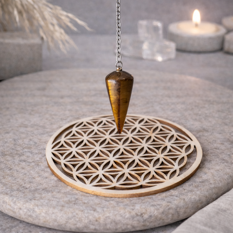 Pendule Œil de Tigre 100% Pierre – Radiesthésie & Ancrage Énergétique | Cannes